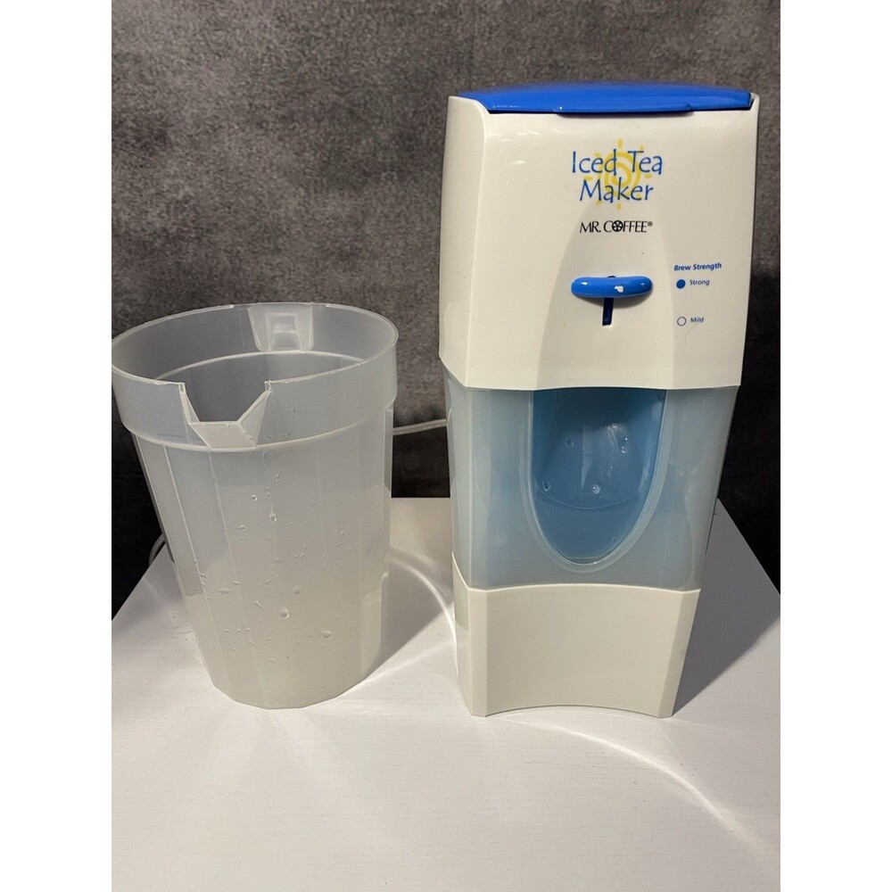 Mr. Coffee Iced Tea Maker TM70 3-Quart White/Blue w/ Custom Fit Pitcher TESTED